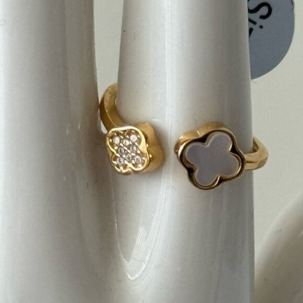 Rachel Zoe Sterling Silver 925 Gold Plated Double Clover Ring Sz. 6 - Picture 12 of 16